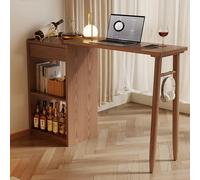 JOSIAHCQ Rétractable Table Haute Mange Debout de Bar Bois ilot Central Cuisine avec Meuble Bas, idéale pour Petits Espaces Cuisine Appartement Salon(140cm/55.1in)