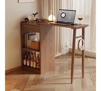 JOSIAHCQ Rétractable Table Haute Mange Debout de Bar Bois ilot Central Cuisine avec Meuble Bas, idéale pour Petits Espaces Cuisine Appartement Salon(120cm/47.2in)