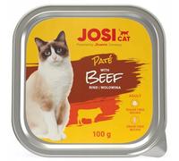 JosiCat Paté au bœuf (16 x 100 g) - Nourriture pour chat juteuse avec bœuf et vitamine E & D3 - Sans céréales - Nourriture humide de qualité supérieure pour chats adultes - Aliment complet - Powered