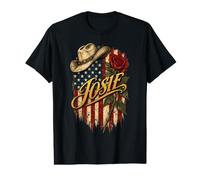 Josie Chapeau de Cowboy Drapeau américain Rose T-Shirt Graphique avec Valeur
