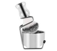 Joskeijky Set de Rasage Savon Bol + Brosse de Rasage + Support de Support, Acier Inoxydable + Kit de Brosse en Nylon Kit de Brosse de Rasage Pure Hair