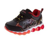 Josmo El Toro Loco Chaussures lumineuses à DEL pour enfants Monster Jam pour garçons (tailles : 6-10 tout-petits/11-12 petit enfant), Gris Rouge, 27.5 EU