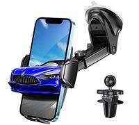 Josnown Support Telephone Voiture, Universel 3 en 1 Porte Telephone Voiture Ventouse pour Tableau de Bord & Pare-Brise & Ventilateur, Super Stable Telephone Voiture pour 3.7-7" Smartphones