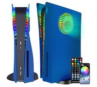 Joso Coque avec bande lumineuse LED RVB pour PS5 Disc Edition, ABS anti-rayures et anti-poussière de rechange avec aérations de ventilateur, synchronisation de la musique avec 8 couleurs, plus de 400