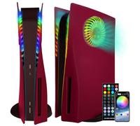 Joso Faceplate Coque avec bandes lumineuses LED RVB pour PS5 Disc Edition, ABS Anti-rayures Anti-poussière Remplacement Faceplate Shell Case avec fentes de ventilation, synchronisation de musique avec