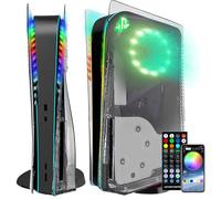 Joso Faceplate Coque avec bandes lumineuses LED RVB pour PS5 Disc Edition, ABS Anti-rayures Anti-poussière Remplacement Faceplate Shell Case avec fentes de ventilation, synchronisation de musique avec