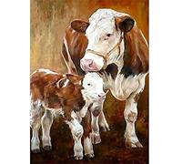 Josog DIY 5D Diamond Painting Kit Vache Animale Peinture Diamant Kit Complet Cristal Strass Grande Broderie Point De Croix Maison Toile Art Craft Home Décor Cadeau（40x50cm/16x20in）