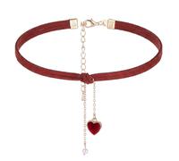 Josojoou Collier ras du cou en forme de cœur rouge pour femme - En velours - Avec pendentif en forme de cœur rouge - Accessoires de vampire - Bijoux gothique - Chaîne historique pour petite amie