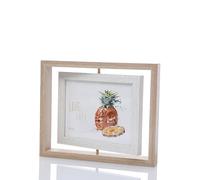 JOSON Cadre photo rotatif, antique rotatif, cadre photo flottant de bureau (10 x 15 cm) (couleur bois)