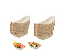 JOSON Lot de 100 bateaux à sushi jetables en bambou de 12,7 cm, planche à couverts en bois de bambou, biodégradables et respectueux de l'environnement (100 pièces)