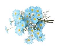 JOSON Lot de 12 marguerites artificielles résistantes aux UV avec tiges, convient pour la maison, le bureau, le jardin, décoration cadeau (bleu)