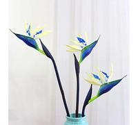 JOSON Lot de 3 fleurs artificielles à tige longue de 81,3 cm avec tiges de 1,3 cm pour décoration d'intérieur, fête, plantes artificielles (bleu)