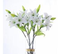 JOSON Lot de 6 lys artificiels de Pâques - Ne se décolore pas - Pour mariage, réunion de famille, décoration de bureau (blanc)
