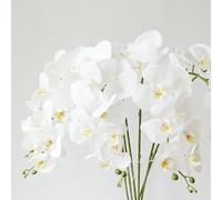 JOSON Lot de 6 tiges d'orchidée artificielles de 68,6 cm de haut, utilisées pour les loisirs créatifs de bouquets, la décoration de fête de mariage (blanc)