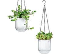 Josteve Lot de 2 pots de fleurs d'intérieur à arrosage automatique de 11,4 cm avec trous de drainage, niveau d'eau visible, décoration d'intérieur, jardinage