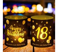 Jostift Lot de 12 photophores décoratifs de table pour anniversaire 18 ans, décoration de table Happy Birthday, décoration d'ambiance pour 18e anniversaire garçon/fille