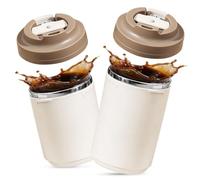 JOSTIVE Lot de 2 tasses à café thermiques à emporter - 380/480 ml - En acier inoxydable - Isolation à double paroi - Anti-fuite - Avec couvercle - Pour eau, café, thé
