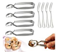 JOSTIVE Lot de 8 pinces à escargots - 4 pinces à escargots et 4 fourchettes à escargots à deux dents - Convient pour les limaces, les coquillages et les fruits de mer pour la maison et la restauration