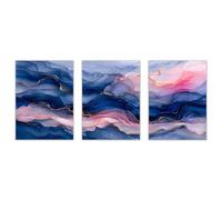 JOSUE 3 PièCes Tableau Decoration Murale Abstrait Lignes de texture Tableau Decoration Murale Sur Toile,Rose, bleu Tableau Decoration Murale Salon Chambre- 20x30cm Sans cadre
