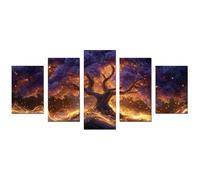 JOSUE 5 Pcs Moderne Grand Arbre de la vie Impression sur Toile Minimalisme arbre Tableaux Decoratifs Muraux Chambre Deco Salon Bar Café(Violet 28)-100x150cm Sans cadre