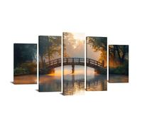 JOSUE 5 Pcs Tableau Nature Paysage minimaliste Tableau Salon Sur Toile,Gris, noir Peintures DéCor Murale Pour Salon Chambre Maison Bain- 50x100cm Encadrée