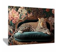 JOSUE Animal Impressions sur Toile Deco Tableau Murale Decoration Léopard rétro Image Tableau Decoration Murale Salon Chambre Maison(Violet 76)-70x100cm Encadrée