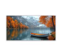 JOSUE Arbre de la vie Impression sur Toile Image Murale Lac d'automne Image Tableau Decoration Murale Salon Maison chambre à coucher(Orange 15)-80x160cm Sans cadre