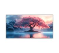 JOSUE Arbre de la vie Impression sur Toile Image Murale Minimaliste Paysage naturel Tableau décoration moderne imprimé sur toile pour Chambre Cuisine Bar(Rose 53)-70x140cm Sans cadre