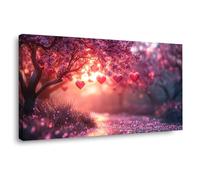 JOSUE Arbre de la vie Tableau Decoration Murale Impression Sur Toile Forêt Moderne Decoration Murale Chambre Salle De Bain Cuisine Bureau(Rose 4)-40x80cm Encadrée