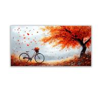 JOSUE Arbre de vie coloré Impression sur toile Automne Tableau Decoration Murale Salon Moderne Bain Maison Décorations(Orange 6)-70x140cm Sans cadre