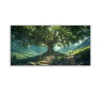 JOSUE Arbre de vie coloré Impression sur toile Forêt naturelle Image Tableau Decoration Murale Salon Maison chambre à coucher(Vert 32)-30x60cm Sans cadre