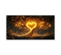 JOSUE Arbre de vie coloré Impression sur toile Lune Image Tableau Decoration Murale Salon Maison chambre à coucher(Or 32)-40x80cm Sans cadre