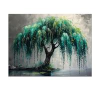 JOSUE Arbre De Vie Decoration Paysage minimaliste Tableau Moderne Sur Toile,Vert, gris Tableau Chambre Enfant Decoratifs Muraux Salon DéCor- 30x40cm Sans cadre