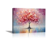 JOSUE Arbre De Vie Tableau Decoration Murale Salon En Toile, Arbre Abstrait Mauve rose Tableau Affiche Murale ImpriméS D'Art Pour Salle De Bain Chambre à Coucher -40x60cm Encadrée