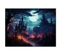 JOSUE Citrouille D'Halloween Tableau Toile mural, Bleu Noir Toile Tableau Halloween Citrouille Decor Murale salon manger décoration de la maison peinture - 20x30cm Sans cadre