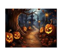 JOSUE Citrouille D'Halloween Tableau Toile mural, Gris, jaune Toile Tableau Halloween Citrouille Decor Murale salon manger décoration de la maison peinture - 20x30cm Sans cadre