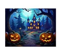 JOSUE Citrouille D'Halloween Tableau Toile mural, Noir, bleu Toile Tableau Halloween Citrouille Decor Murale salon manger décoration de la maison peinture - 20x30cm Sans cadre