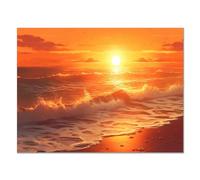 JOSUE Coucher De Soleil En Mer Tableau Decoration Murale Salon Chambre, Paysage Coucher Orange Impression Sur Toile,Decoration Murale Salle De Bain Bureau Cuisine -40x60cm Sans cadre