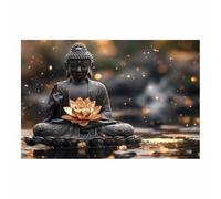 JOSUE DoréS Art Images Abstraites Peintures D'Art Sur Toile Fleurs zen Image Tableau Decoration Murale Salon Maison chambre à coucher(Gold 91)-60x80cm Sans cadre