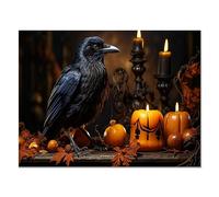 JOSUE Halloween toile tableau art citrouille impression Art affiche, Marron noir Mural Sur Photo Thanksgiving DéCo salon chambre salle à manger décoration de la maison - 20x30cm Sans cadre