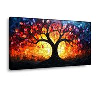 JOSUE Impression sur Toile Arbre arbre de la vie Tableau Minimaliste photos peintures sur toile Décoration murale pour le salon,Décorations d’intérieur(Rouge 39)-50x100cm Encadrée
