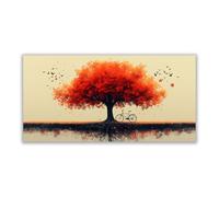 JOSUE Impression sur Toile Arbre de la vie Tableau Minimaliste Arbre Tableau Image Decoration Murale Salon Salle de Bains Couloir(Orange 8)-70x140cm Sans cadre