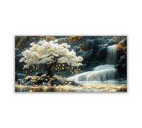 JOSUE Impression sur Toile Arbre de la vie Tableau Rivière Tableau Decoration Murale Salon Moderne Bain Maison Décorations(Blanc 40)-40x80cm Sans cadre