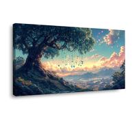 JOSUE Impression sur Toile Arbre de Vie Tableau Peinture Affiche Forêt naturelle Arbre Tableau Image Decoration Murale Salon Salle de Bains Couloir(Vert 13)-30x60cm Encadrée