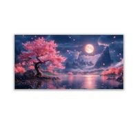 JOSUE Impression sur Toile Arbre de Vie Tableau Peinture Affiche Peinture à l'encre Tableau Affiche de Océanique pour Salle de Bain Chambre Salon(Rose 35)-70x140cm Sans cadre