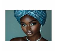 JOSUE Impression Sur Toile, Blanche Et Or Sur Toile Femme noire Image Tableau Decoration Murale Salon Maison chambre à coucher(Blau 53)-30x45cm Sans cadre