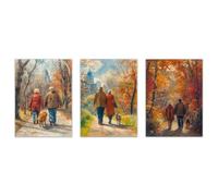 JOSUE Lot De 3 Affiche Decoration Murale Aquarelle Paysage d’automne Tableau chambre ado Toile,Orange, gris Tableau Art Affiche Imprime Salon Chambre DéCor- 20x30cmx3 Sans cadre