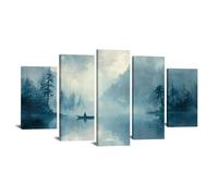 JOSUE Lot of 5 Poster Nature Paysage minimaliste Tableau Salon Sur Toile,Bleu, gris Peintures Pour Maison Bain Salon Chambre- 100x200cm Encadrée