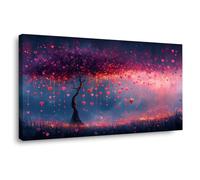 JOSUE Moderne Grand Arbre de la vie Impression sur Toile Abstrait Tableau Affiche de Océanique pour Salle de Bain Chambre Salon(Violet 18)-40x80cm Encadrée