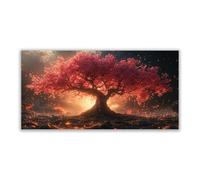 JOSUE Moderne Grand Arbre de la vie Impression sur Toile Rétro Image Tableau Decoration Murale Salon Chambre Maison(Rose 44)-30x60cm Sans cadre